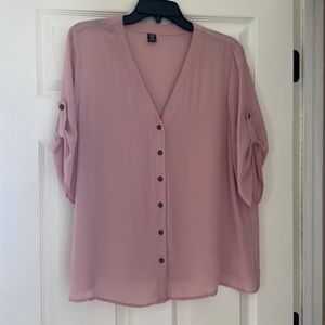 Shein quarter sleeve button down blouse